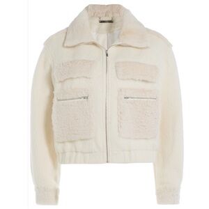 DVF Wool & Rabbit Teddy Coat Bomber Jacket